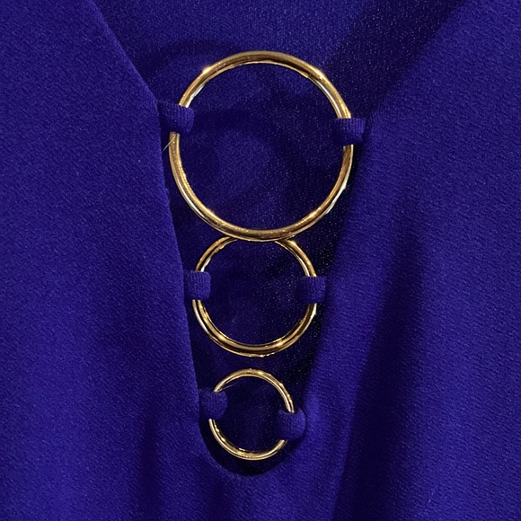 Intl. Concepts - Periwinkle Blue Elegant pull Over Blouse with gold accents - Picture 2 of 6